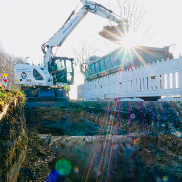 Vorbereitungsarbeiten für die Verlegung einer 500ER WASSERLEITUNG in Alsdorf